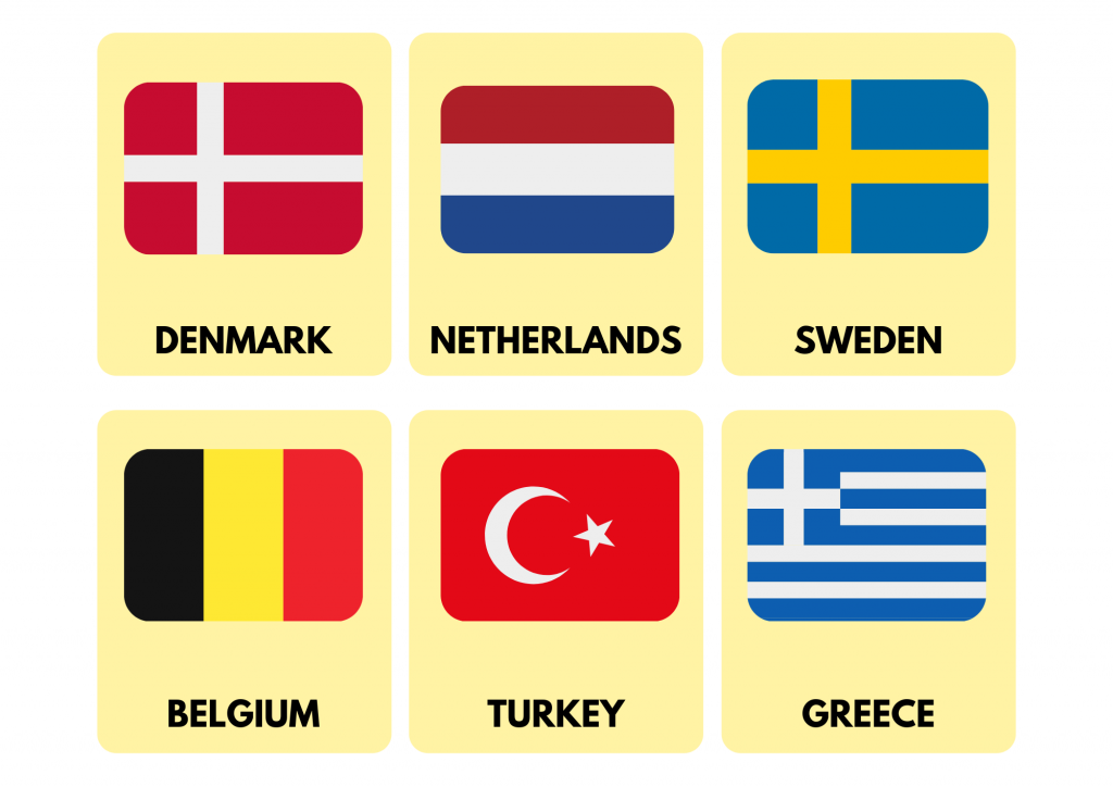 Countries (5): Denmark, Netherlands, Sweden, Belgium, Turkey, And Greece