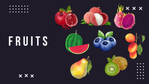 Fruits (2): Dragon fruits, Lychees, Pomegranates, Apricots, Blueberries, Watermelon, Kiwifruits, And Pears